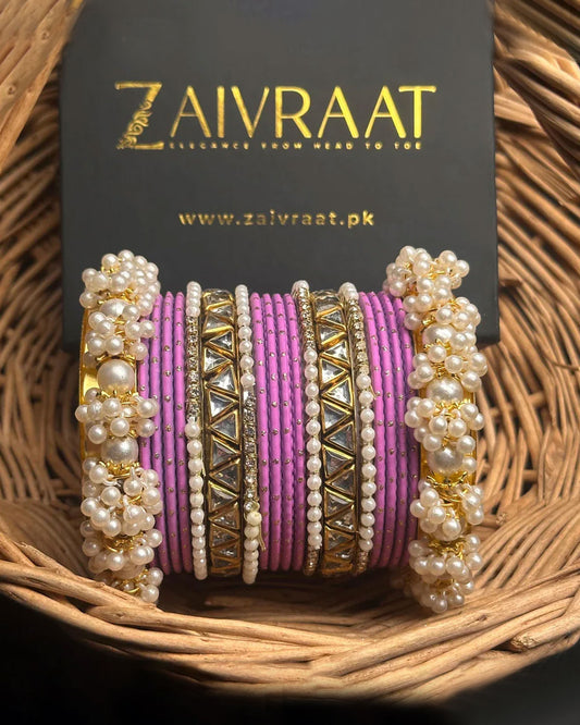 Zewrak - Triangle Kundan Bangles Set