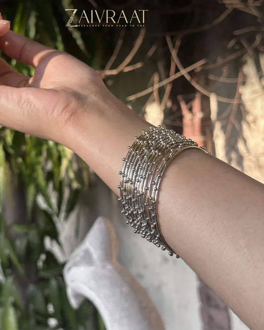 Silver Steel Dotted Bangles