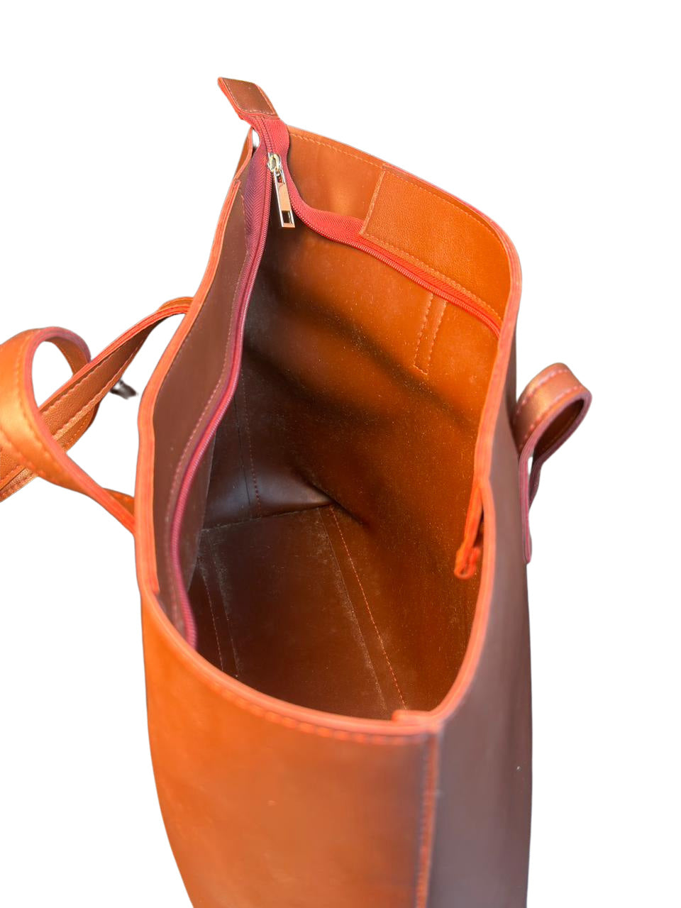 Classic Brown Faux Leather Tote Bag