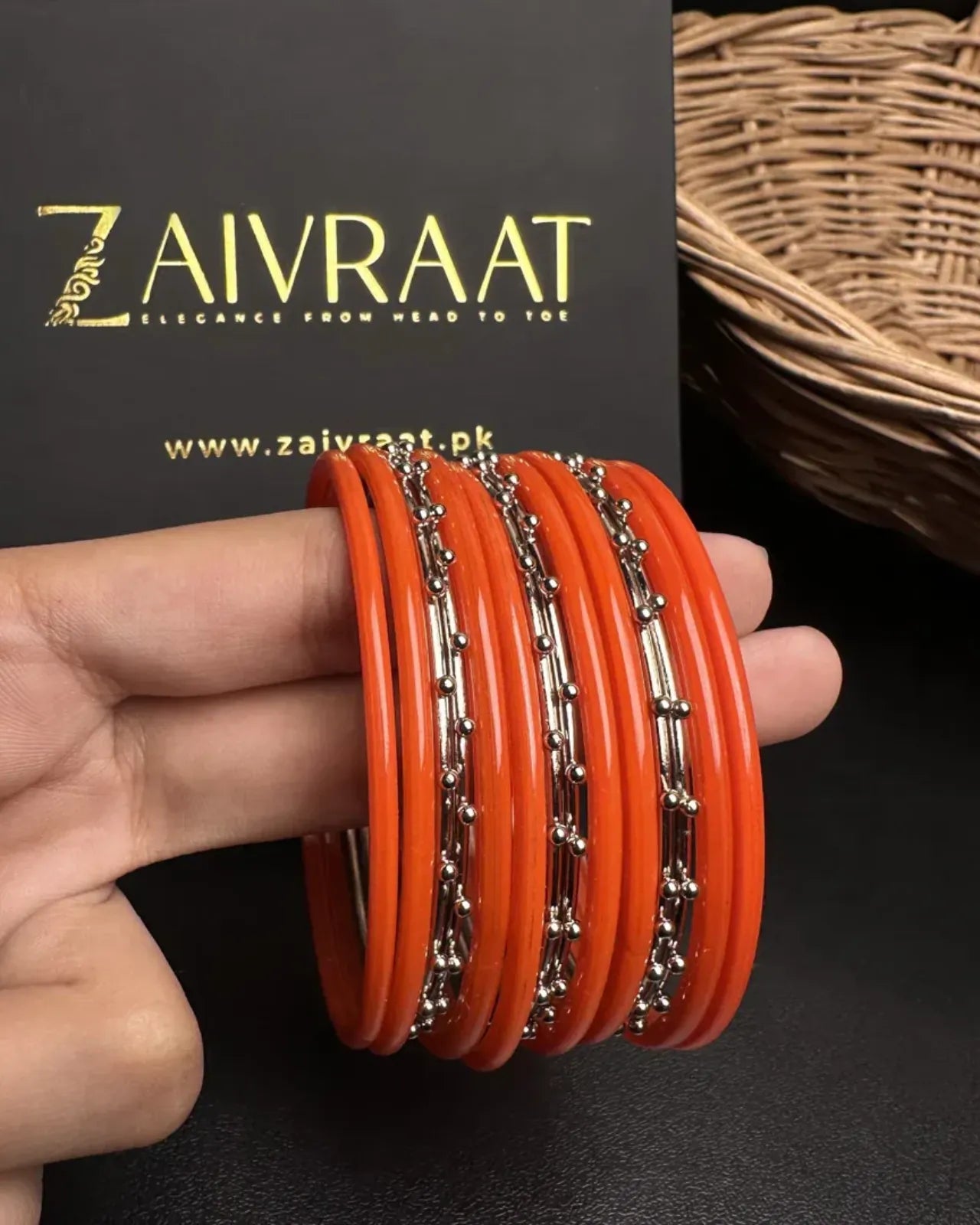 Sitara Glass Bangles (Orange)