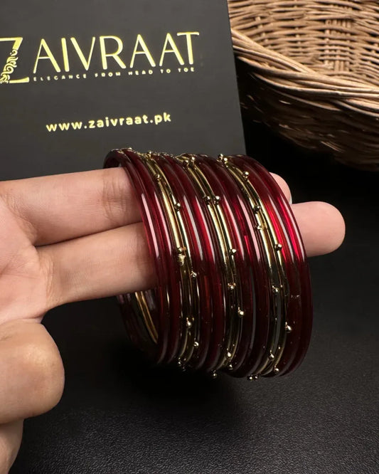 Naaz Glass Bangles (Maroon)
