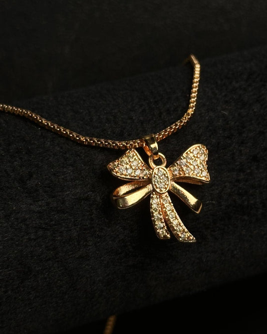 Long Golden Bow Necklace