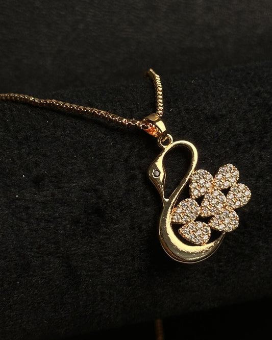 Long Golden Swan Necklace