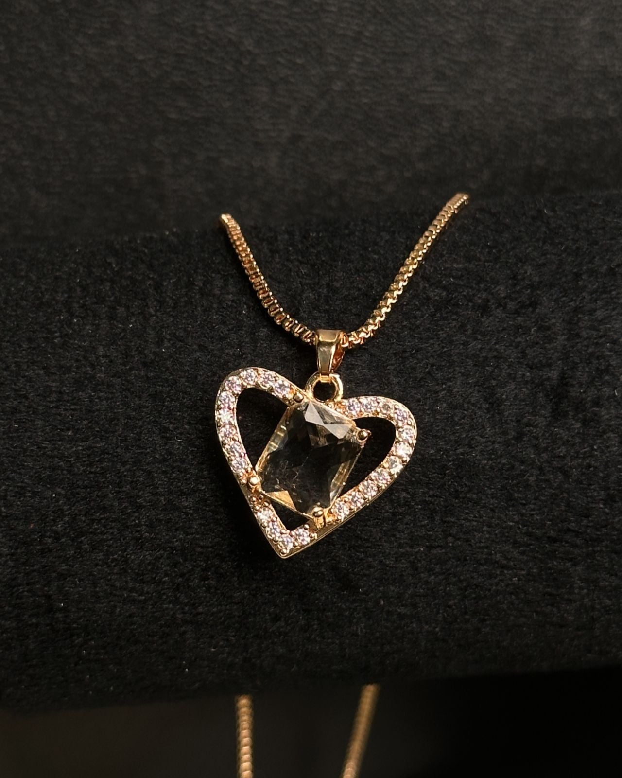 Long Golden Gem Stone Necklace