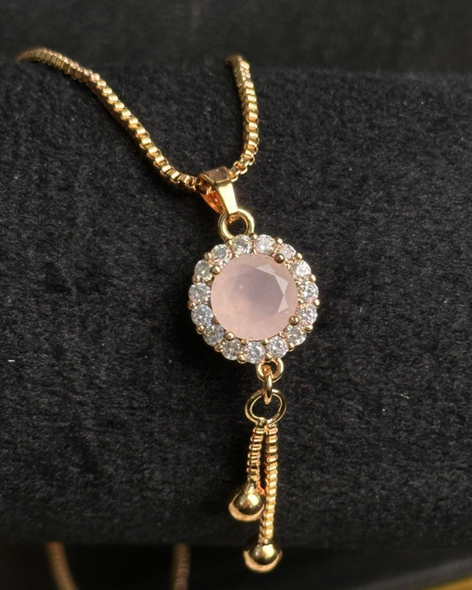 Long Pink Circle Necklace