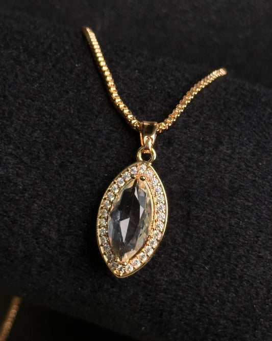 Long Marquise Necklace Golden