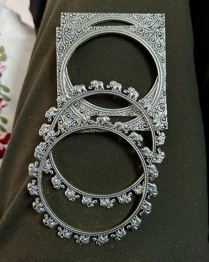 Rajasthani Elephant Oxidised Kangan - Zaivraat