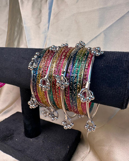 Kashmiri Bangles (Multi - Silver)