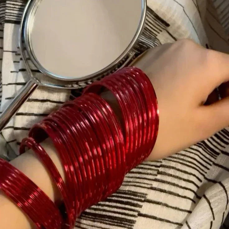 Sajal Ali Inspired Maroon Glass Bangles - Zaivraat