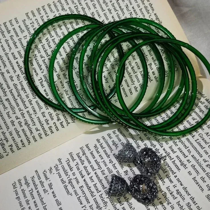 Yumna Zaidi Inspired Green Glass Bangles - Zaivraat