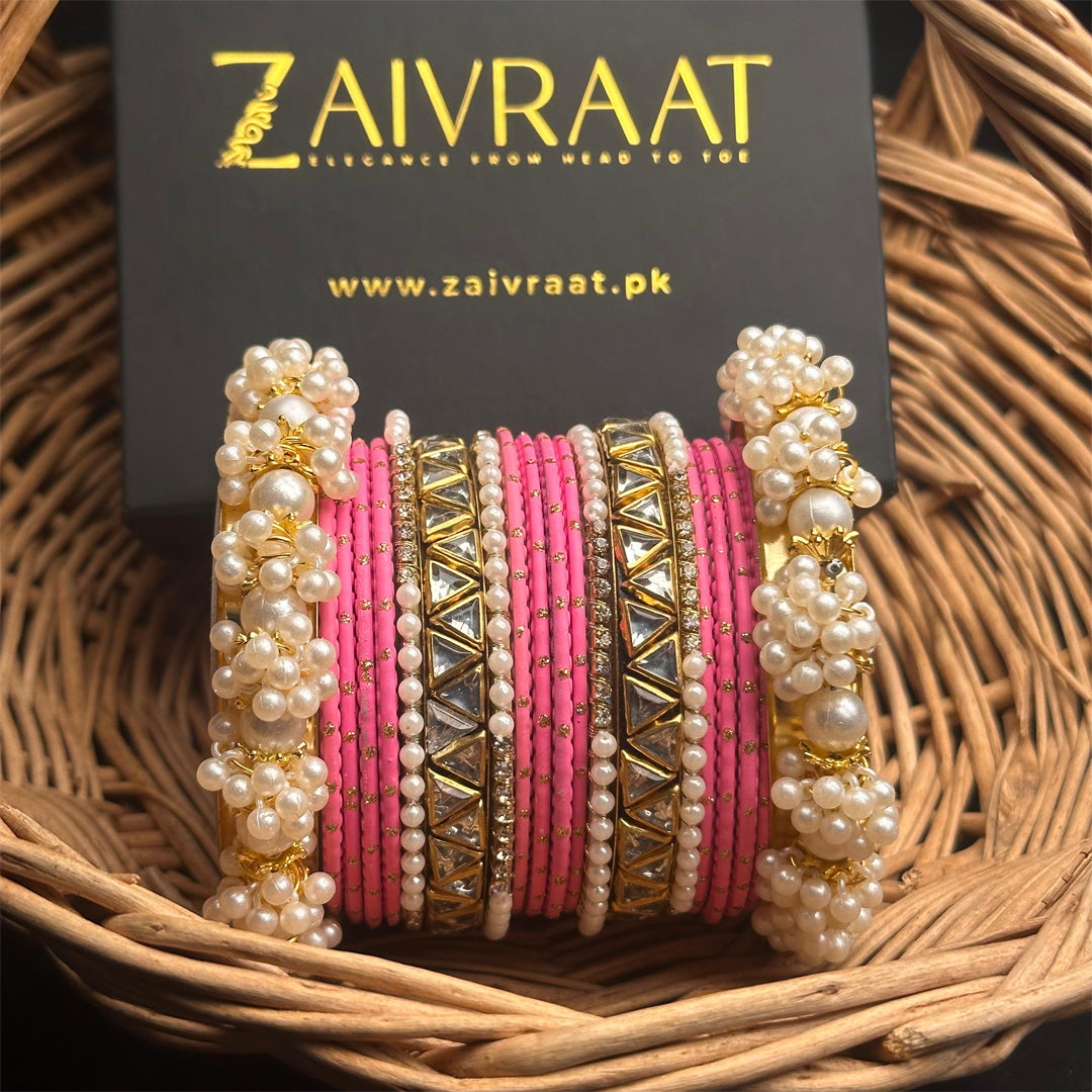 Zewrak - Triangle Kundan Bangles Set