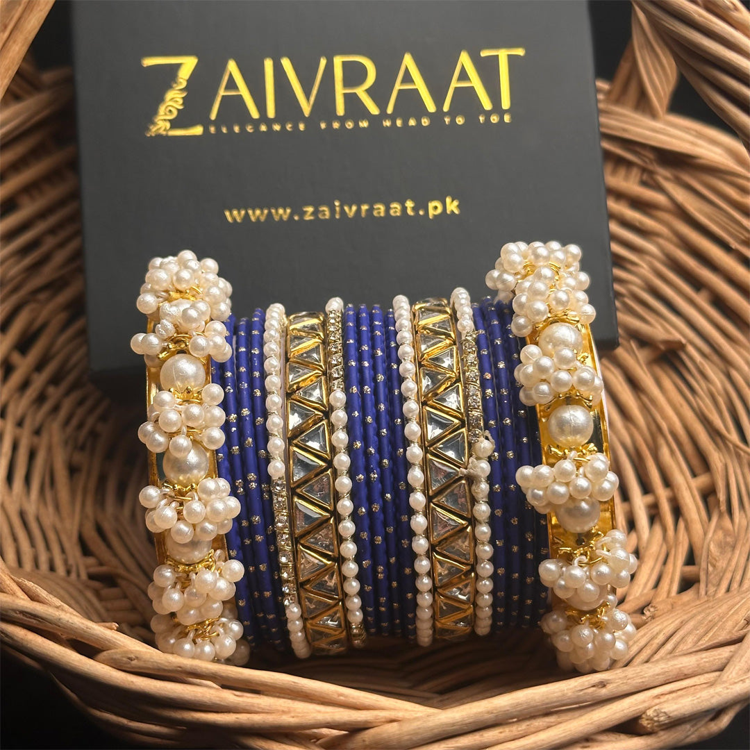 Zewrak - Triangle Kundan Bangles Set
