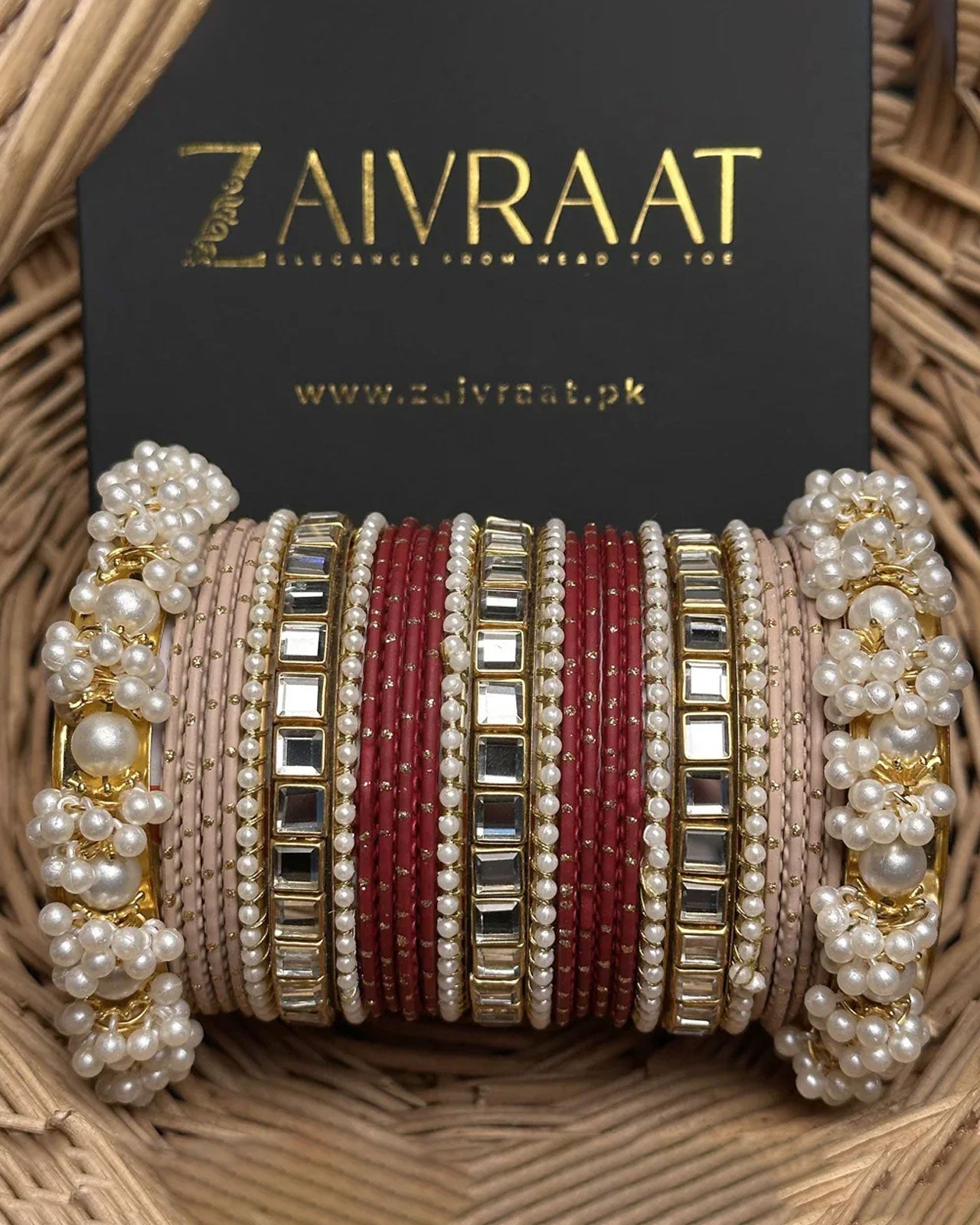 Roop - Beige & Maroon Pearl