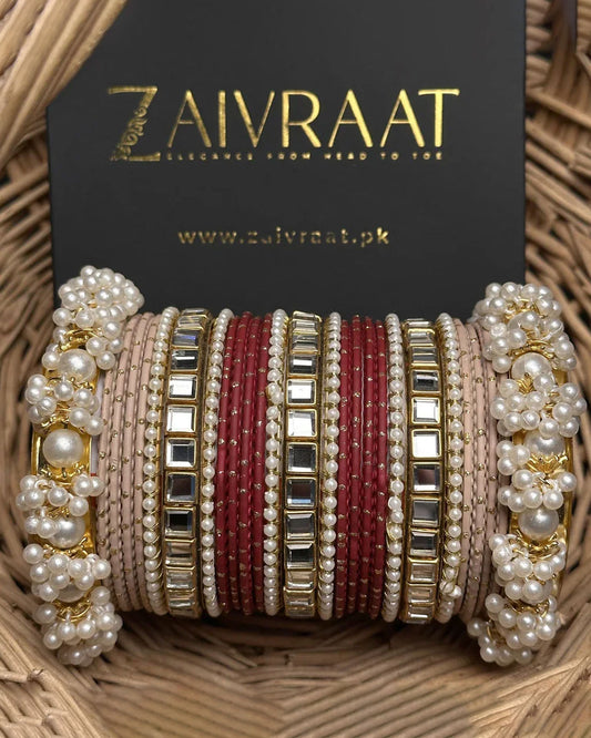 Roop - Beige & Maroon Pearl