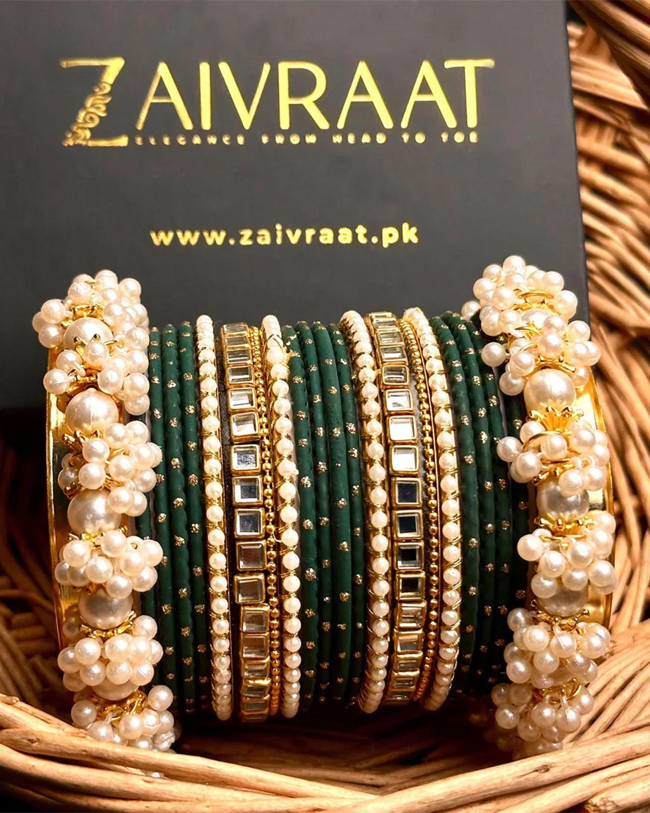 Zewrak - Square Kundan Bangle Set