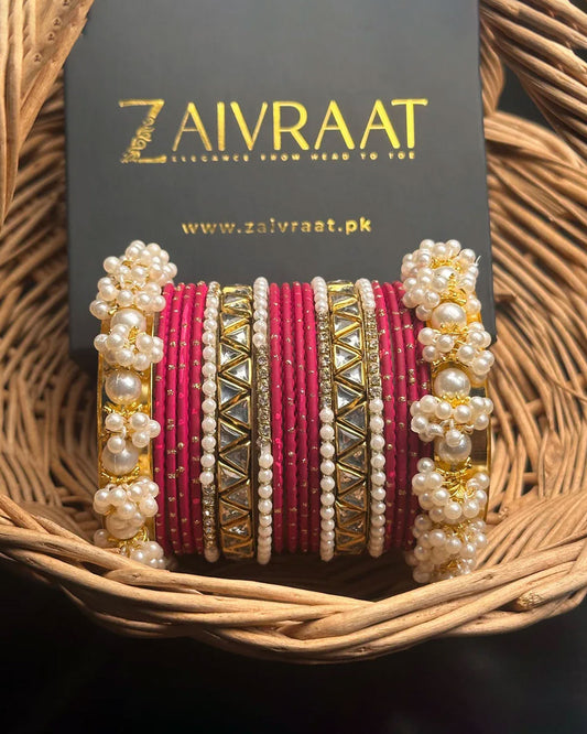 Zewrak - Triangle Kundan Bangles Set