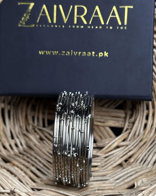Silver Steel  Dotted Bangles