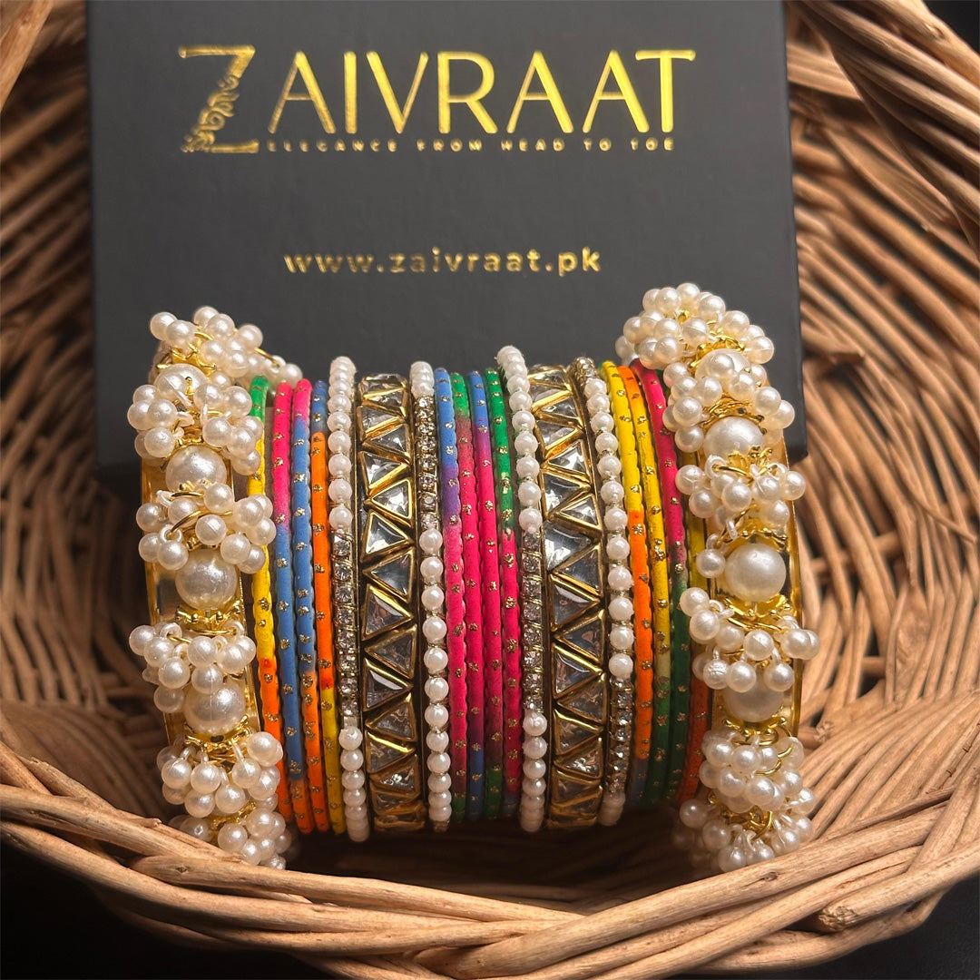 Zewrak - Triangle Kundan Bangles Set