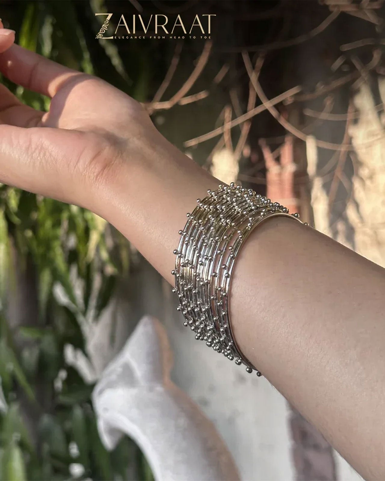 Silver Steel  Dotted Bangles