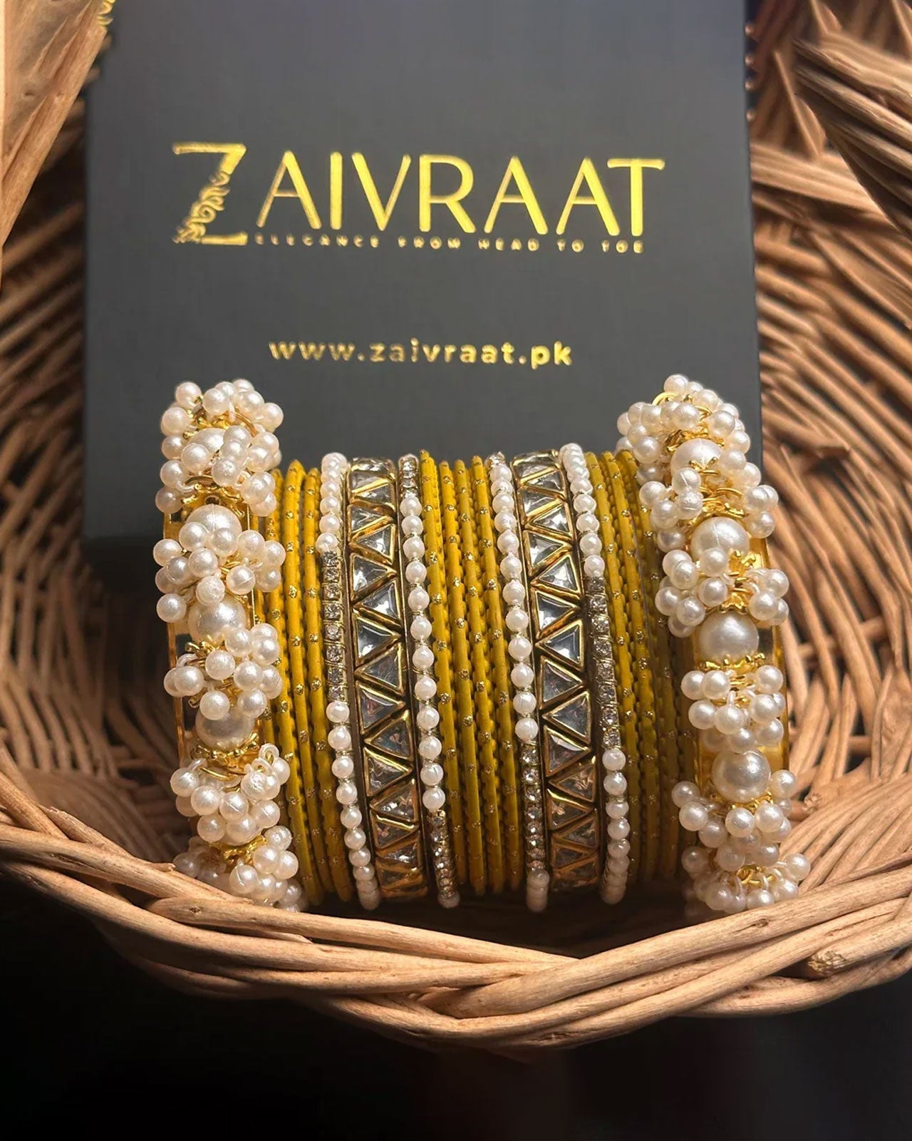 Zewrak - Triangle Kundan Bangles Set