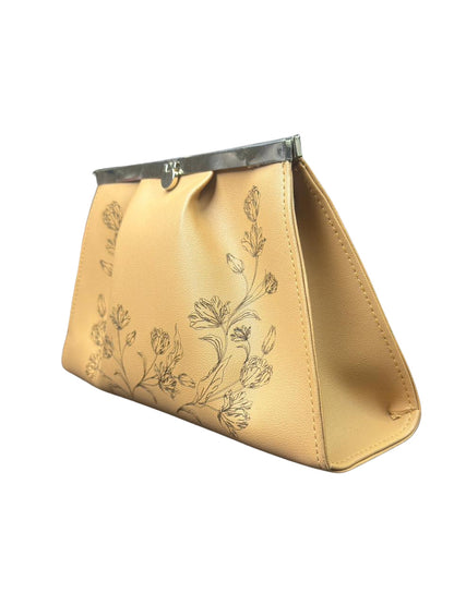 Elegant Floral Embossed Clutch