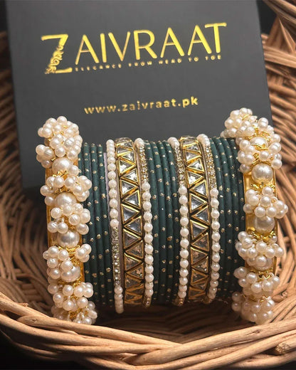 Zewrak - Triangle Kundan Bangles Set
