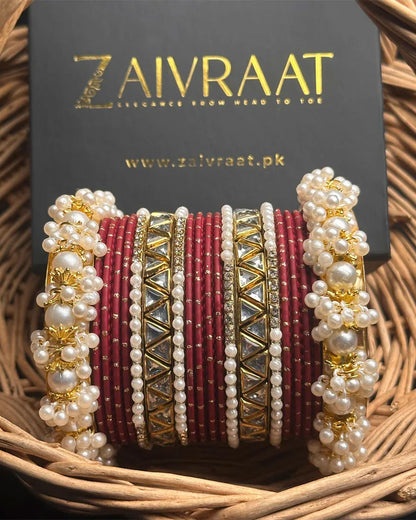 Zewrak - Triangle Kundan Bangles Set
