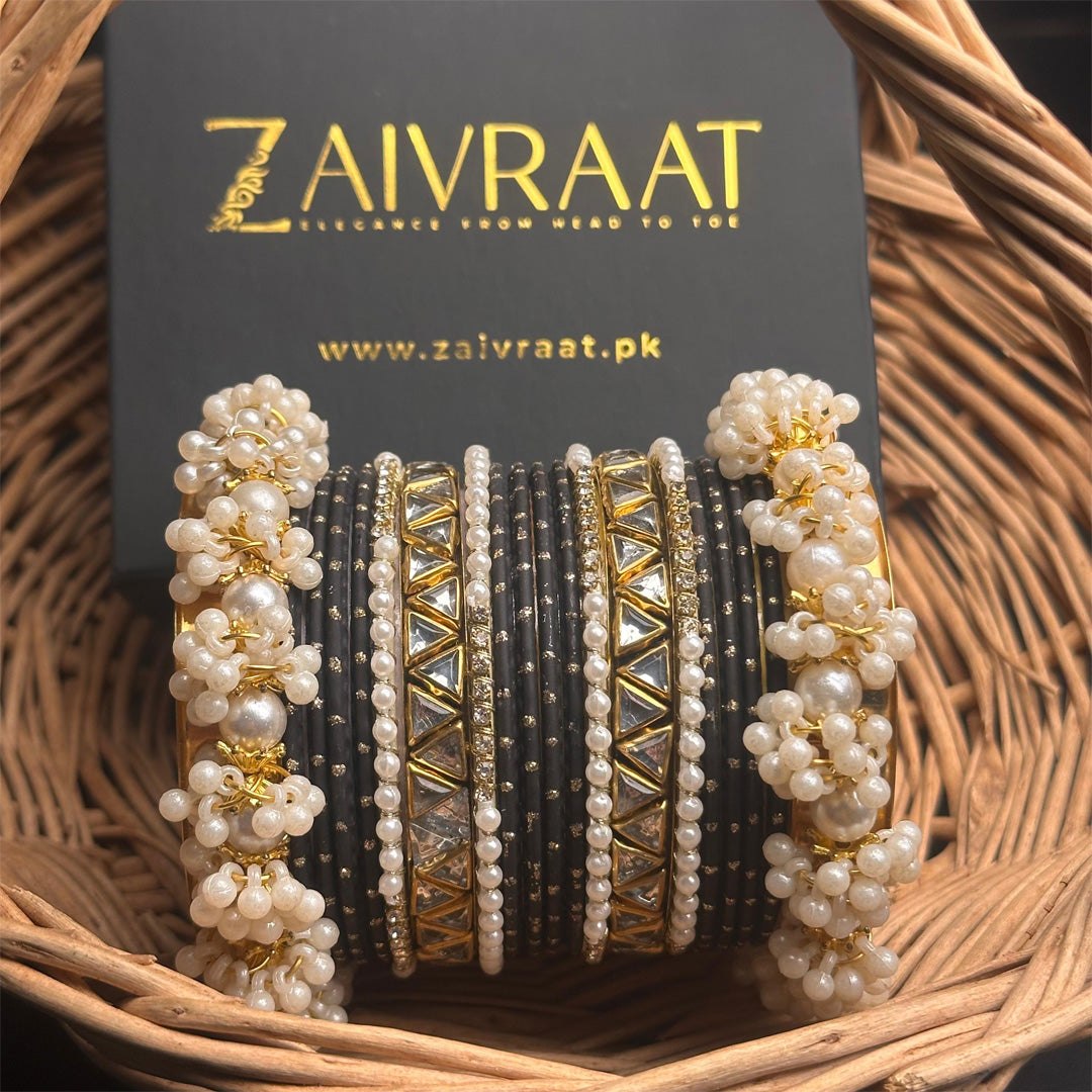 Zewrak - Triangle Kundan Bangles Set