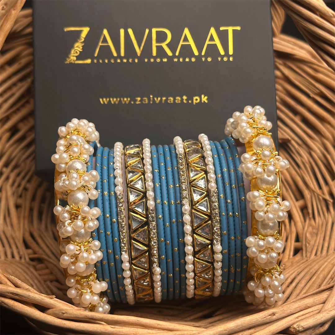 Zewrak - Triangle Kundan Bangles Set