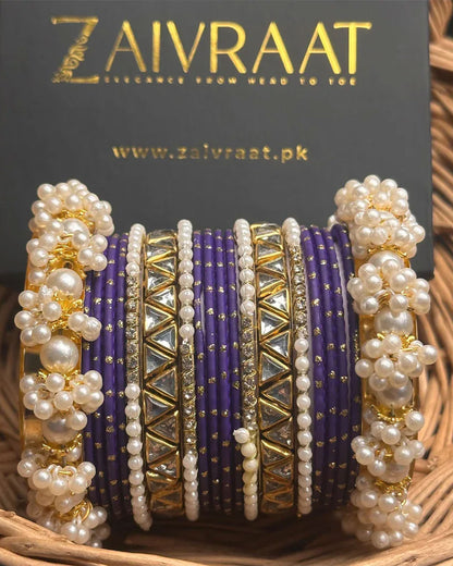 Zewrak - Triangle Kundan Bangles Set