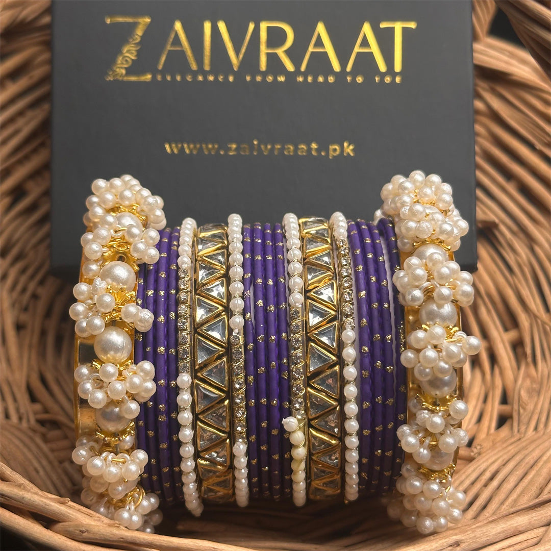 Zewrak - Triangle Kundan Bangles Set