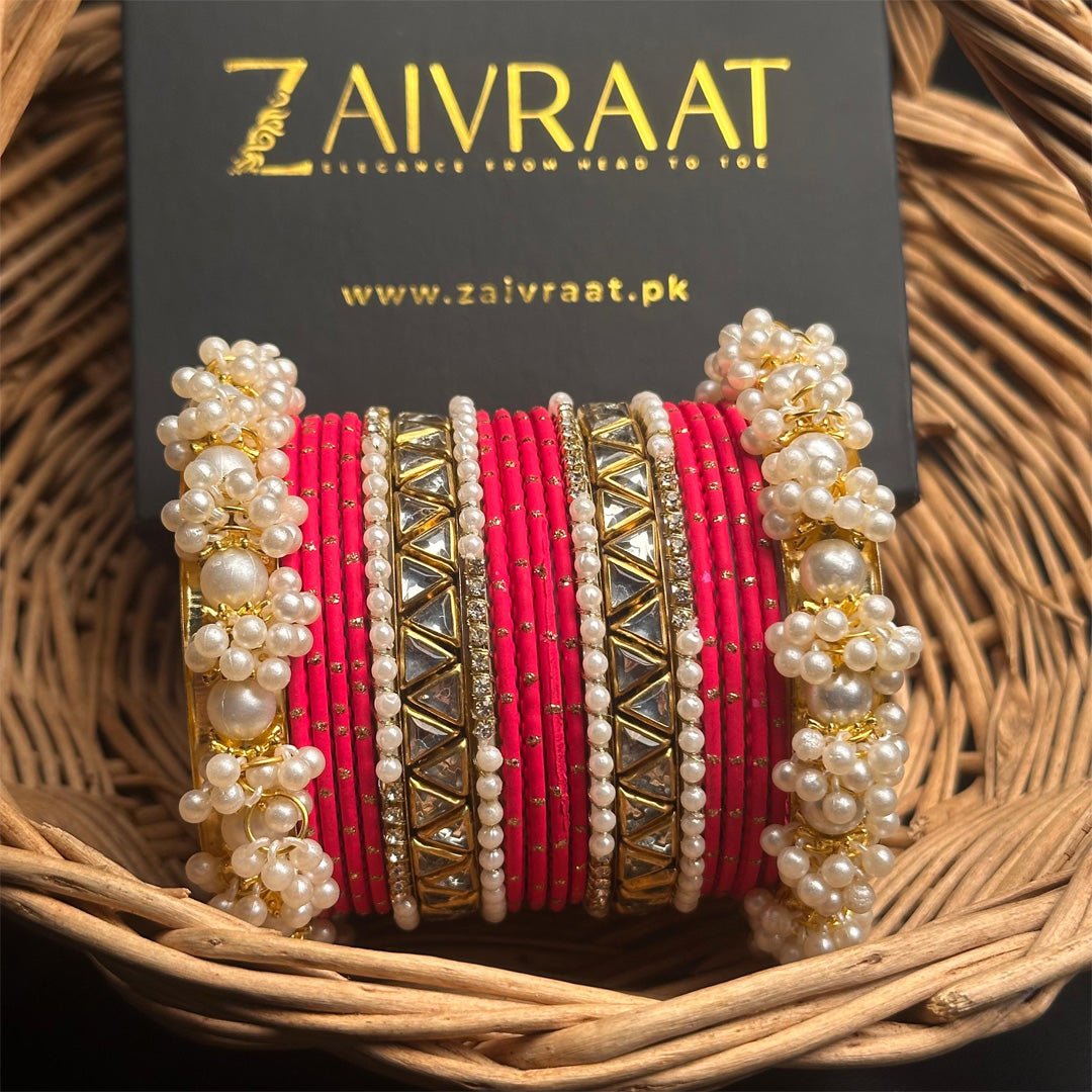 Zewrak - Triangle Kundan Bangles Set