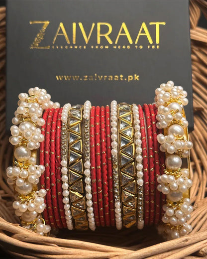 Zewrak - Triangle Kundan Bangles Set
