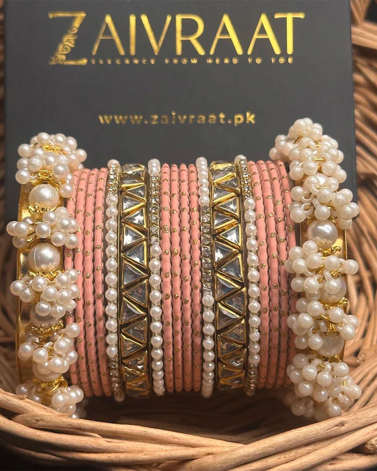 Zewrak - Triangle Kundan Bangles Set