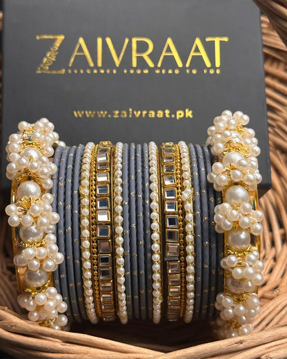 Zewrak - Square Kundan Bangle Set