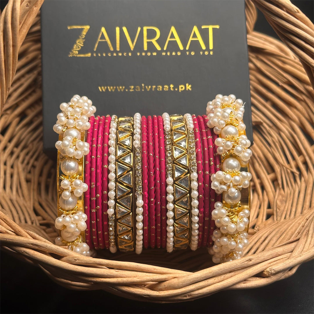 Zewrak - Triangle Kundan Bangles Set