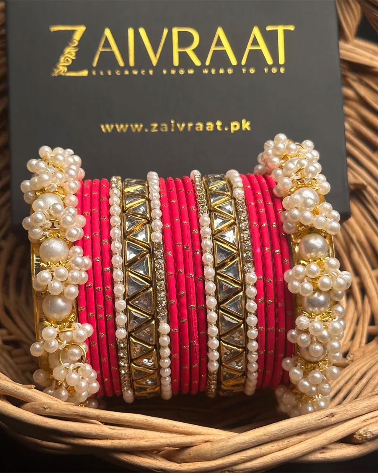 Zewrak - Triangle Kundan Bangles Set