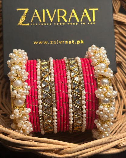 Zewrak - Triangle Kundan Bangles Set