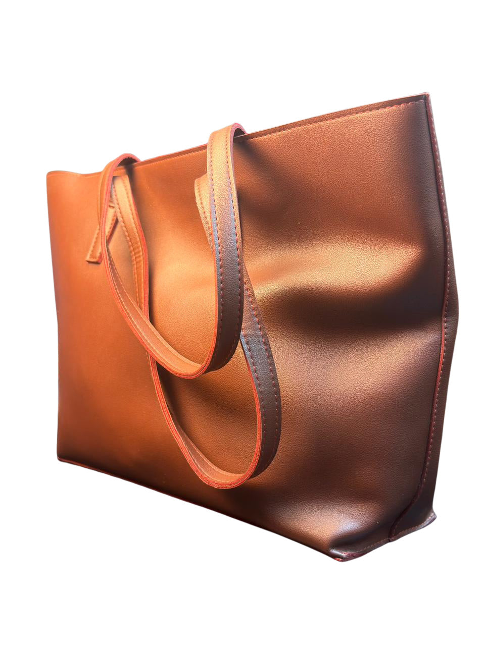 Classic Brown Faux Leather Tote Bag