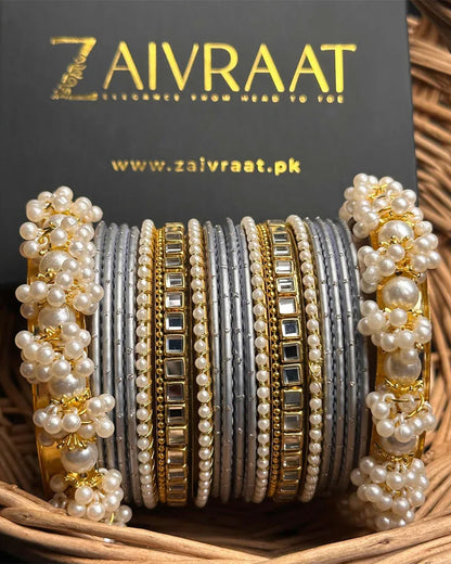 Zewrak - Square Kundan Bangle Set