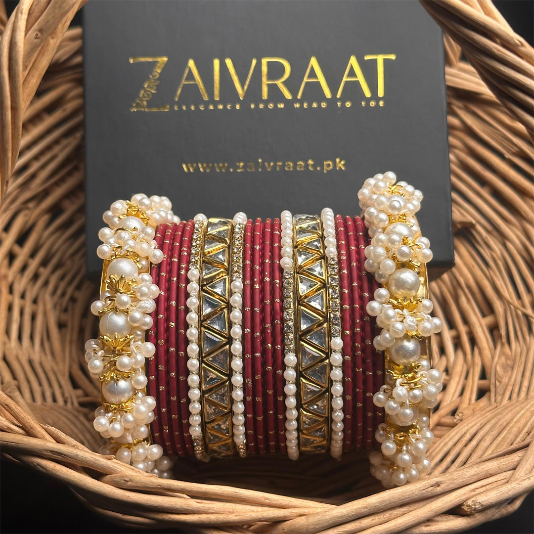 Zewrak - Triangle Kundan Bangles Set