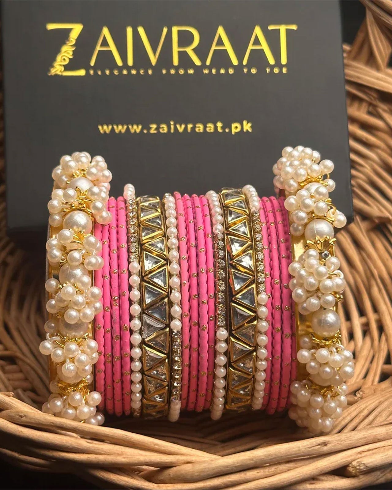 Zewrak - Triangle Kundan Bangles Set
