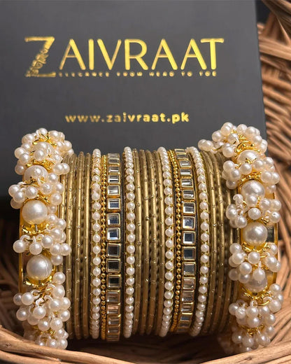 Zewrak - Square Kundan Bangle Set