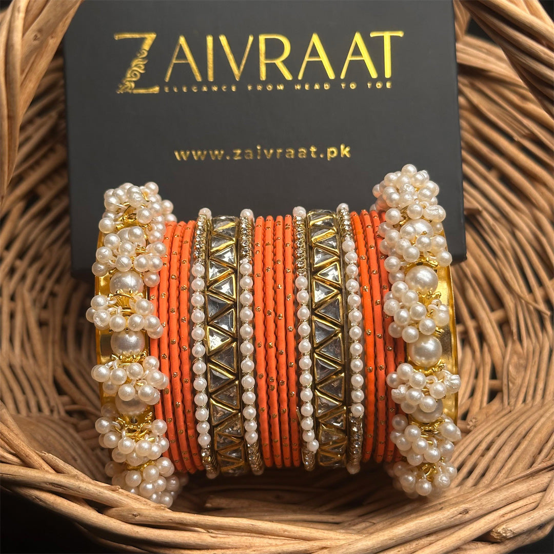 Zewrak - Triangle Kundan Bangles Set