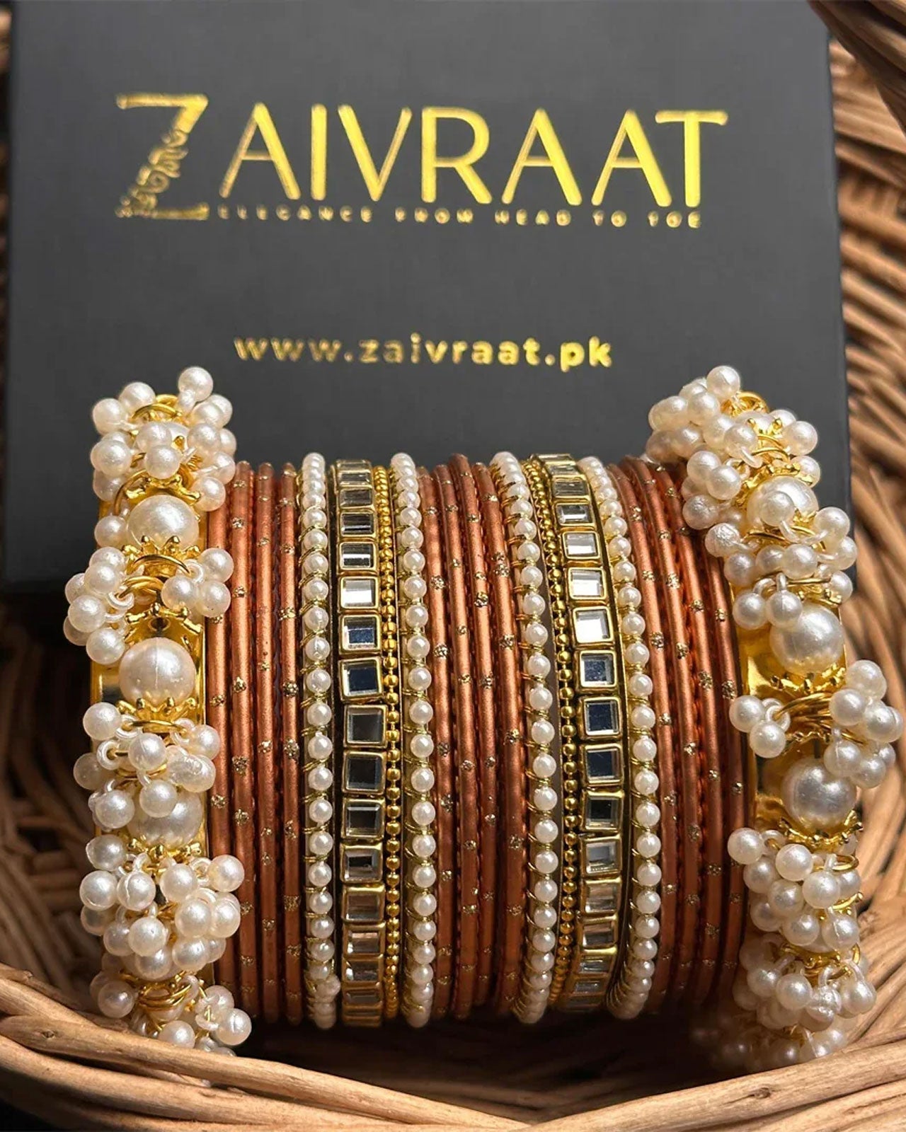 Zewrak - Square Kundan Bangle Set