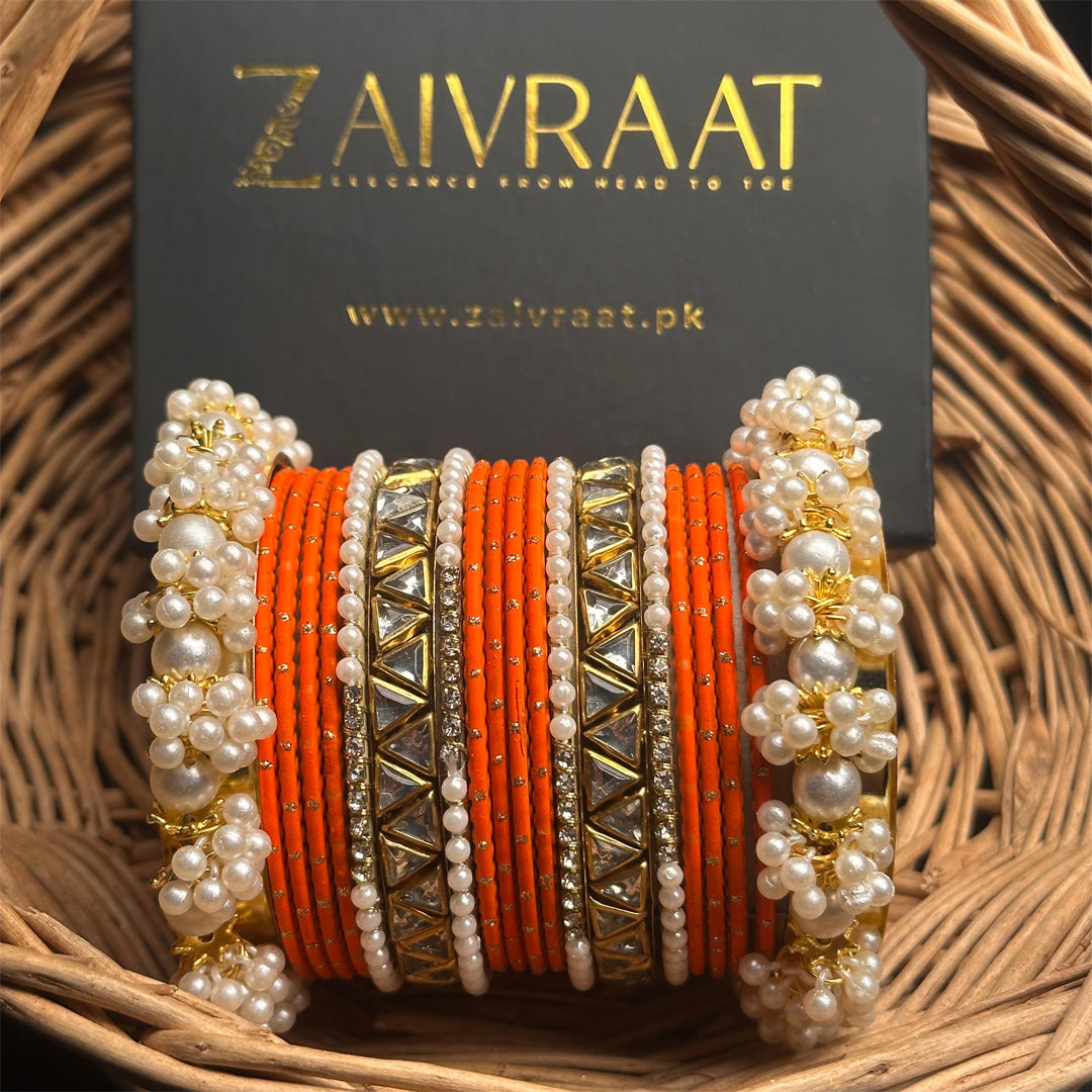 Zewrak - Triangle Kundan Bangles Set