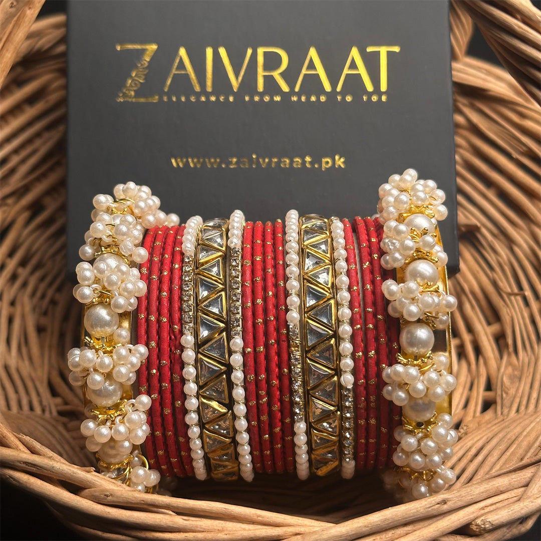 Zewrak - Triangle Kundan Bangles Set