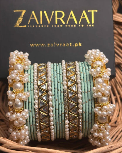 Zewrak - Triangle Kundan Bangles Set