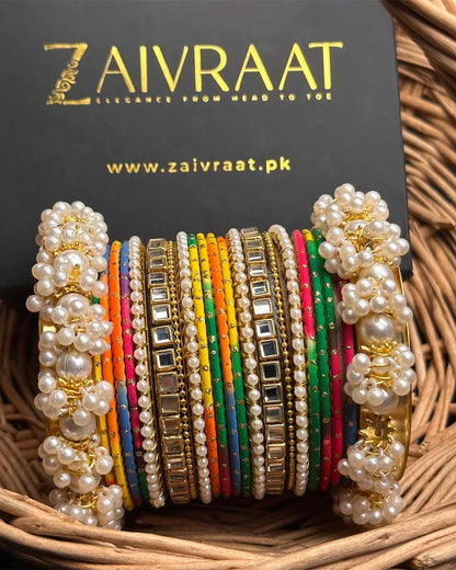 Zewrak - Square Kundan Bangle Set