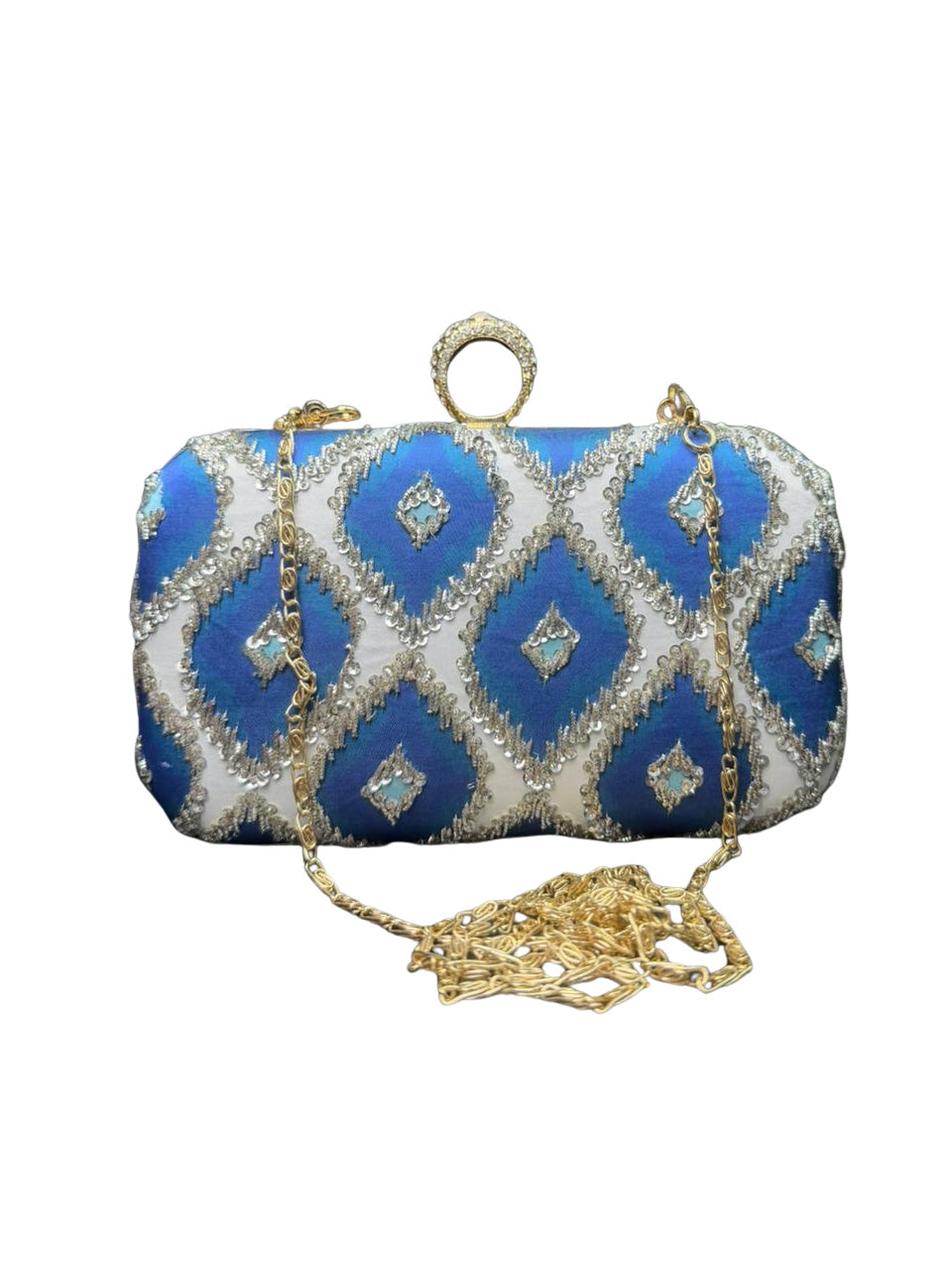 Blue Beaded Clutch